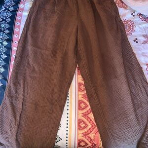 Brown Textured Pants
